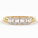 Emerald Cut Wedding Band / 14k Solid Gold Ctw Genuine Emerald Cut Diamond Anniversary Ring / Natural Diamond Cluster Band