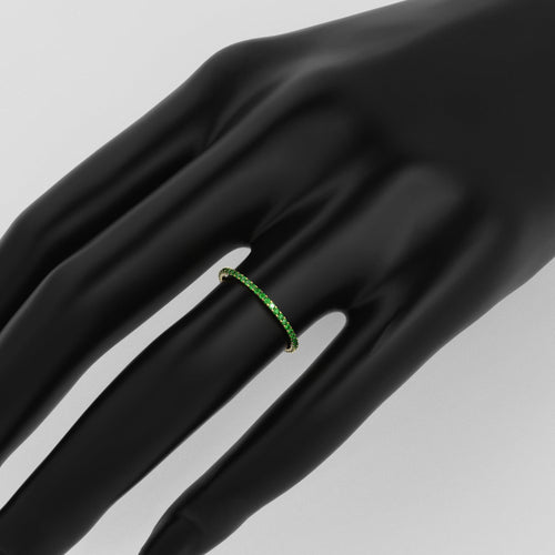 Emerald Eternity Band - Micro Pave Emerald Eternity Band Available as 14k Rose Gold, White Gold or Yellow Gold 1.35MM - Jalvi & Co.