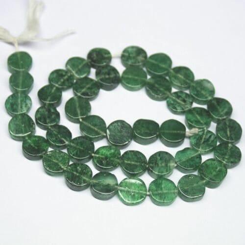 Emerald Green Jade Smooth Round Flat Coin Gemstone Loose Spacer Bead 13" 8mm 9mm - Jalvi & Co.