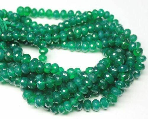 Emerald Green Onyx Faceted Rondelle Gemstone Loose Spacer Beads Strand 13" 9mm - Jalvi & Co.