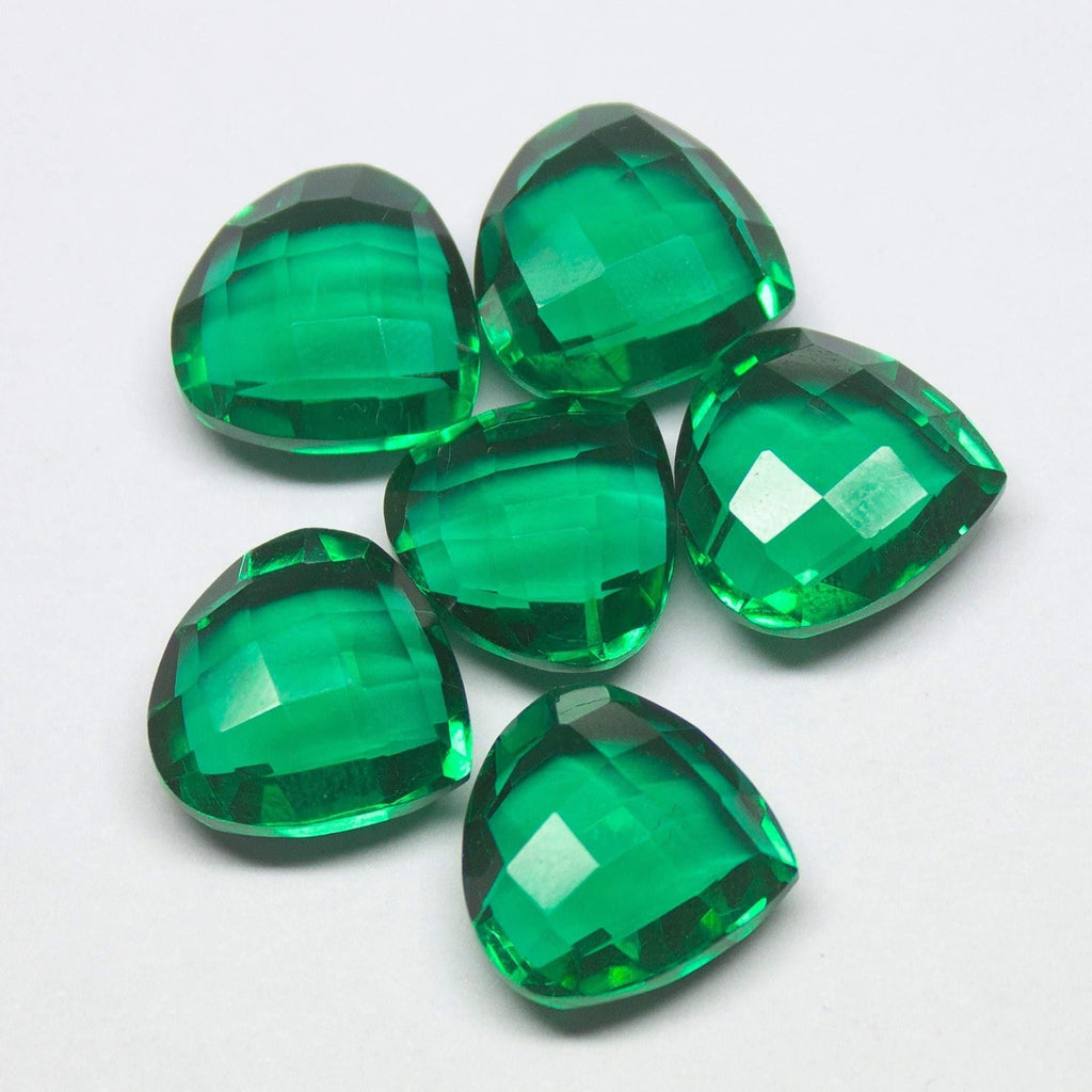 Emerald Green Quartz Faceted Heart Drop Briolette Loose Pair Beads 5pc 10mm - Jalvi & Co.