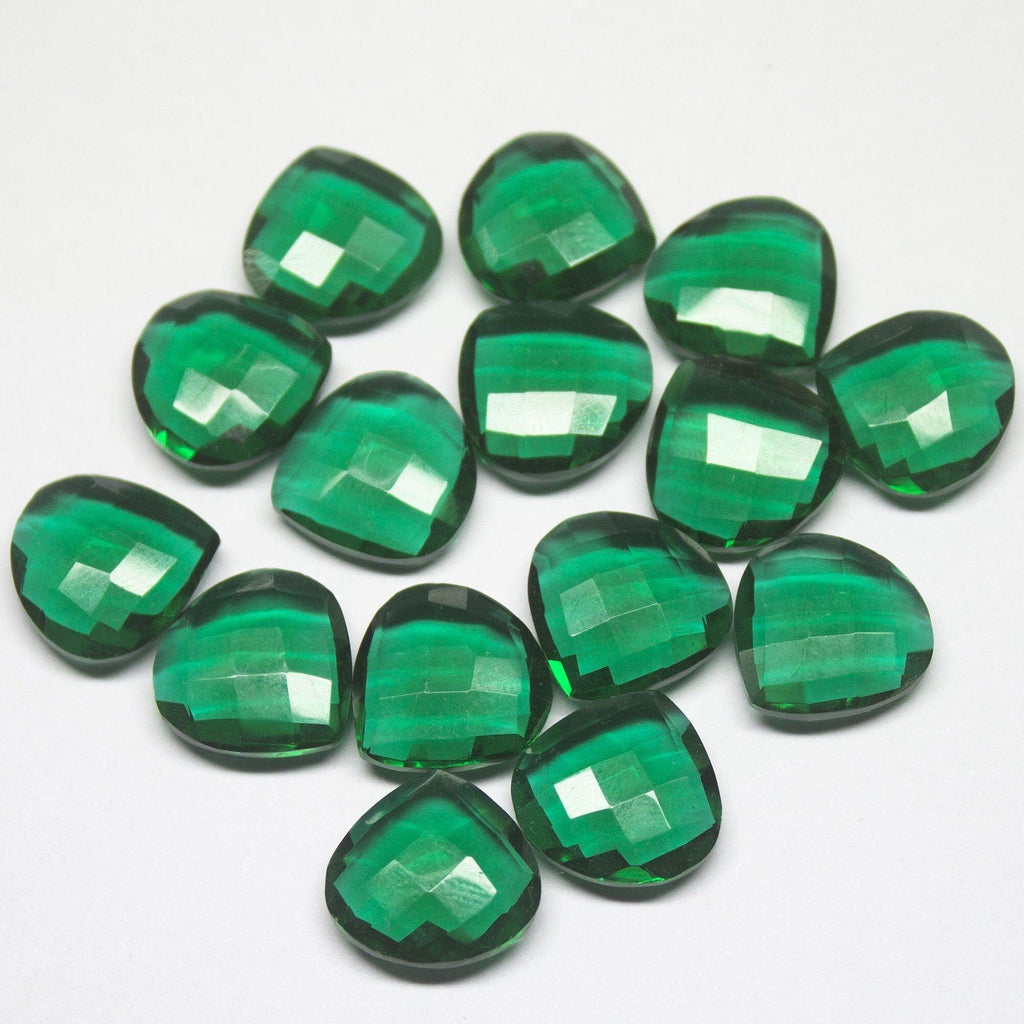 Emerald Green Quartz Faceted Heart Drop Briolette Loose Pair Beads 5pc 10mm - Jalvi & Co.