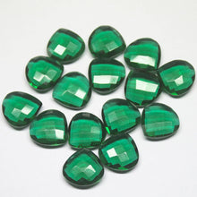 Load image into Gallery viewer, Emerald Green Quartz Faceted Heart Drop Briolette Loose Pair Beads 5pc 10mm - Jalvi &amp; Co.