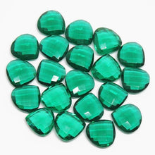 Load image into Gallery viewer, Emerald Green Quartz Faceted Heart Drops Loose Beads 4pc 14mm - Jalvi &amp; Co.