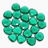 Emerald Green  Quartz Faceted Heart Drops Loose Beads 4pc 14mm