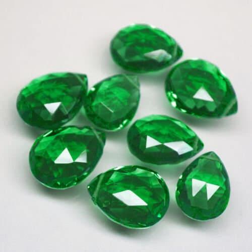 Emerald Green Quartz Faceted Pear Drop Briolette Gemstone Beads 7pc 15mm 17mm - Jalvi & Co.