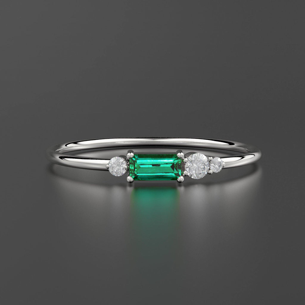 Emerald Ring / Emerald Engagement Ring / Diamond Emerald Ring / May Birthstone Ring / Gold Emerald Ring / Green Emerald Engagement Ring - Jalvi & Co.