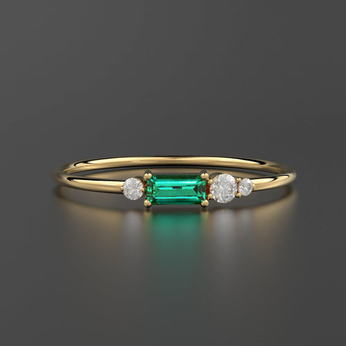 Emerald Ring / Emerald Engagement Ring / Diamond Emerald Ring / May Birthstone Ring / Gold Emerald Ring / Green Emerald Engagement Ring - Jalvi & Co.