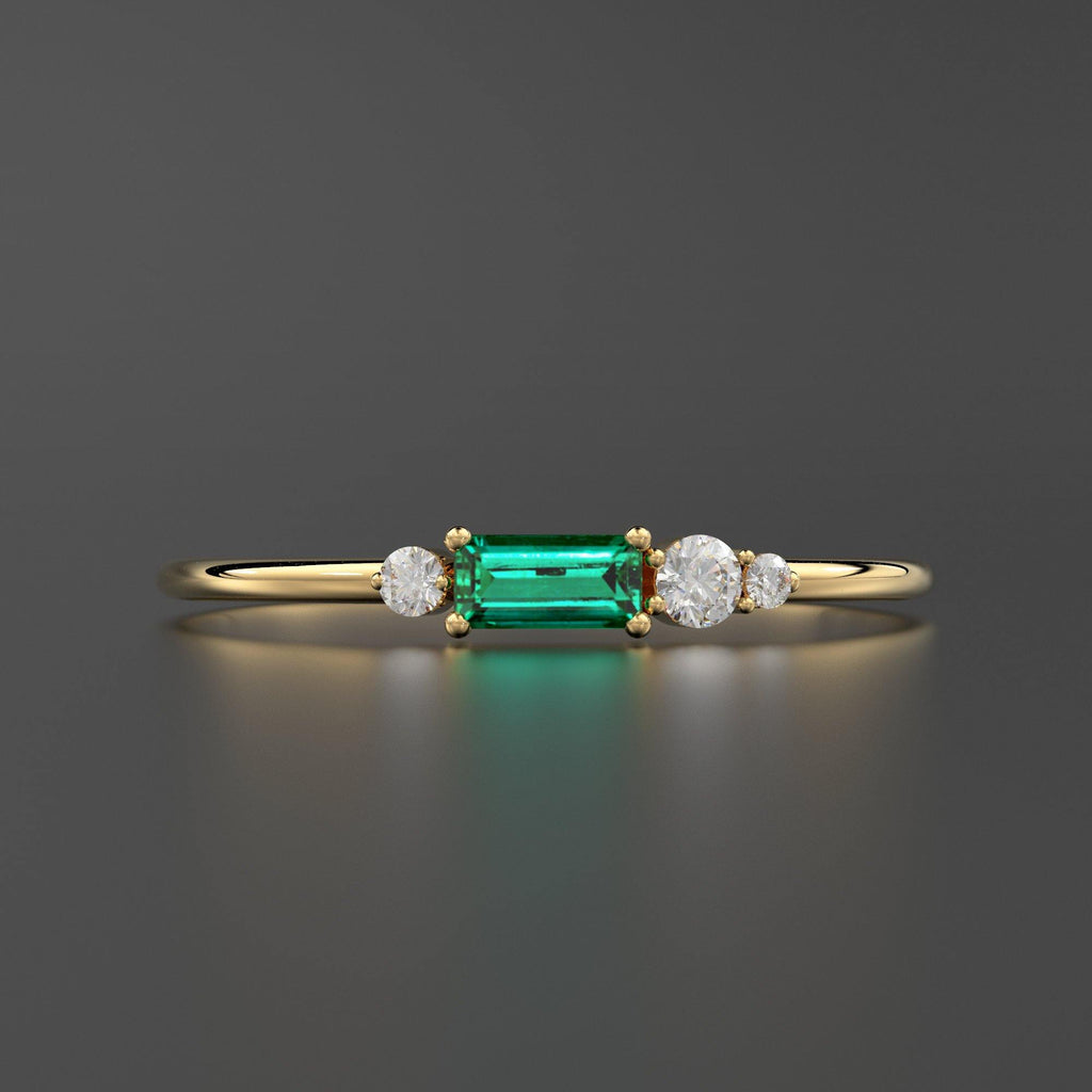 Emerald Ring / Emerald Engagement Ring / Diamond Emerald Ring / May Birthstone Ring / Gold Emerald Ring / Green Emerald Engagement Ring - Jalvi & Co.