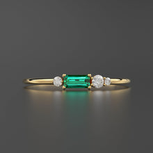 Load image into Gallery viewer, Emerald Ring / Emerald Engagement Ring / Diamond Emerald Ring / May Birthstone Ring / Gold Emerald Ring / Green Emerald Engagement Ring - Jalvi &amp; Co.