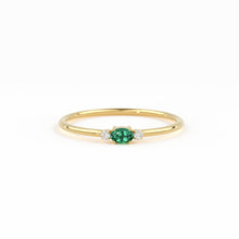 Load image into Gallery viewer, Emerald Ring / Oval Emerald Ring / 14K Gold Oval Cut Emerald with Surrounding Round Cut Diamonds / Holiday Sale - Jalvi &amp; Co.