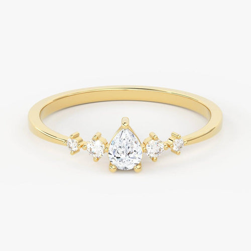 Emerald Solitaire Round Diamond Band in 14k Gold / Emerald & Diamond Ring / Gold Band White Diamond Ring / Emerald Diamond Wedding Band - Jalvi & Co.