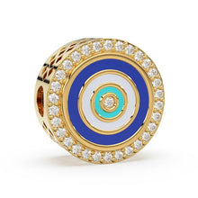 Load image into Gallery viewer, Enamel and Diamond Studded Big Hole Pandora Style 14k 18k Solid Gold Designer Fancy Spacer Bead Finding 12mm - Jalvi &amp; Co.
