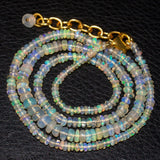 EOP1091 Welo Ethiopian Opal Rondelle Gold Plated Gemstone Beads Necklace 20
