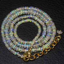 Load image into Gallery viewer, EOP1091 Welo Ethiopian Opal Rondelle Gold Plated Gemstone Beads Necklace 20&quot; - Jalvi &amp; Co.