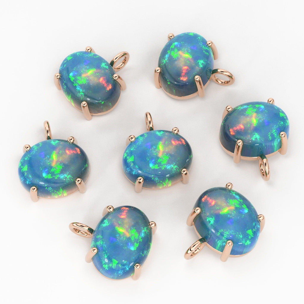 Ethiopian Opal 14k 18k Gold Connectors / 10x8mm opals / Genuine Natural Gemstone - Jalvi & Co.