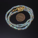 Ethiopian Opal Rondelle Beads Gold Vermeil Gemstone Necklace 31.5ct 3- 4mm 18.5