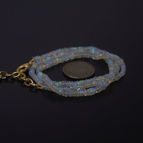 Ethiopian Opal Rondelle Beads Gold Vermeil Gemstone Necklace 31.5ct 3- 4mm 18.5