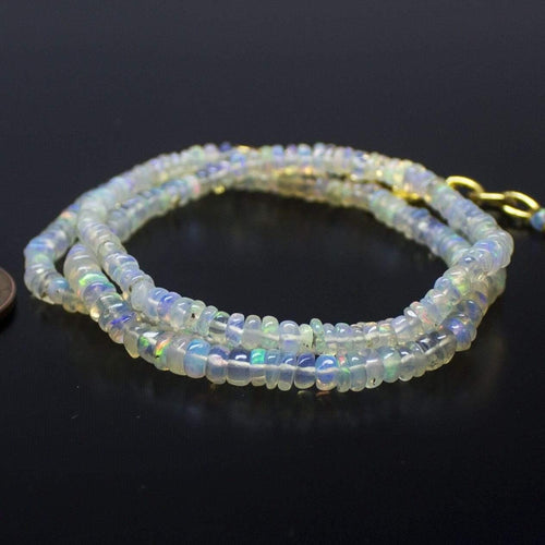 Ethiopian Opal Smooth Rondelle Beads Gold Vermeil Necklace 18