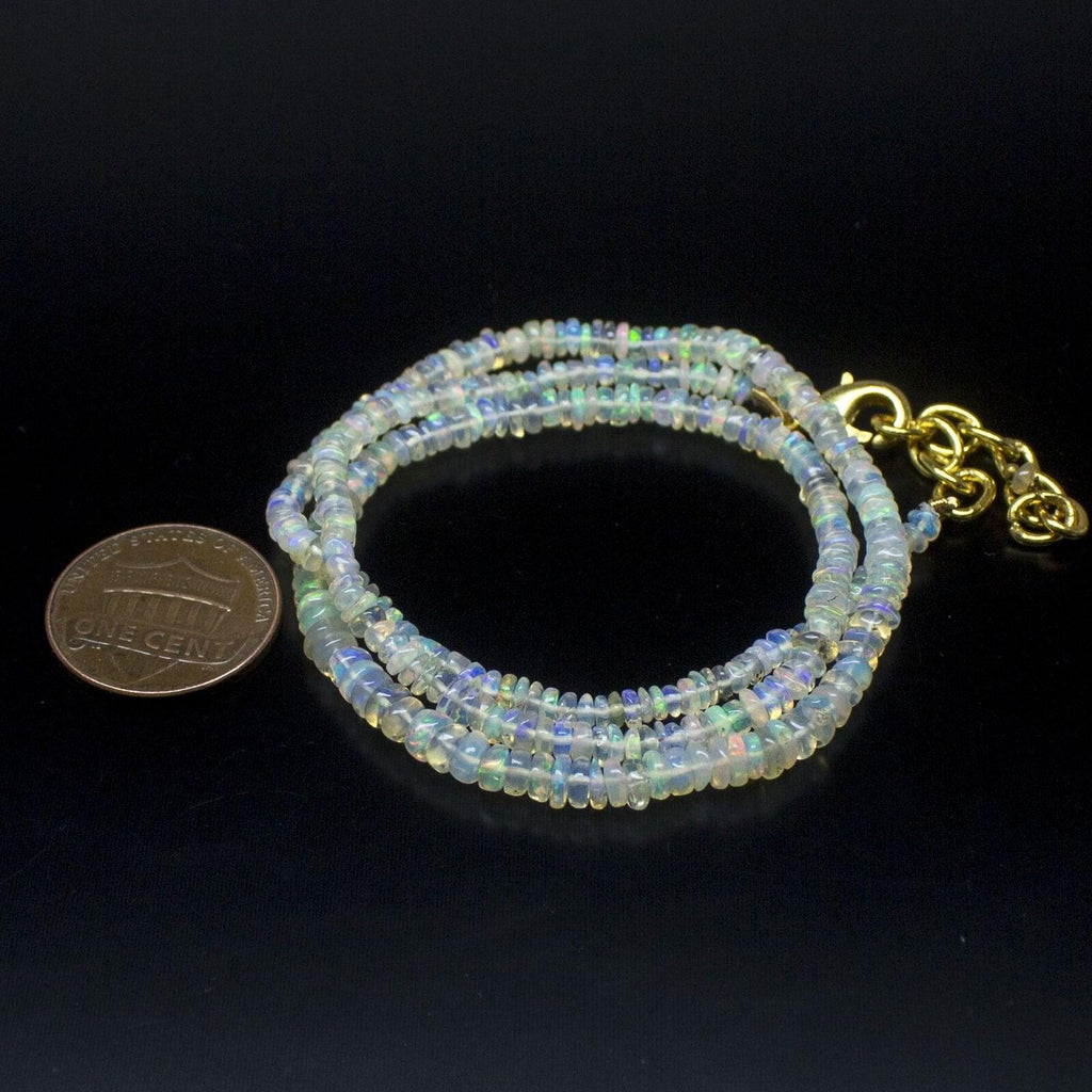 Ethiopian Opal Smooth Rondelle Beads Gold Vermeil Necklace 18" 2mm 4mm - Jalvi & Co.