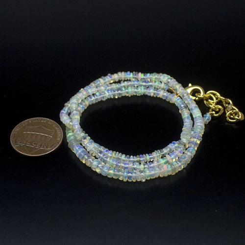 Ethiopian Opal Smooth Rondelle Beads Gold Vermeil Necklace 18