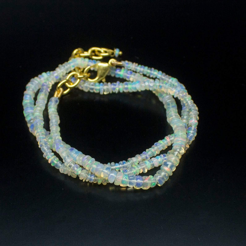 Ethiopian Opal Smooth Rondelle Beads Gold Vermeil Necklace 18" 2mm 4mm - Jalvi & Co.