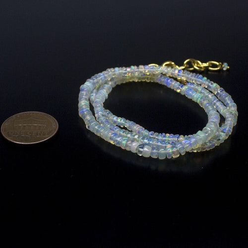 Ethiopian Opal Smooth Rondelle Beads Gold Vermeil Necklace 18