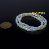 Ethiopian Opal Smooth Rondelle Beads Gold Vermeil Necklace 18