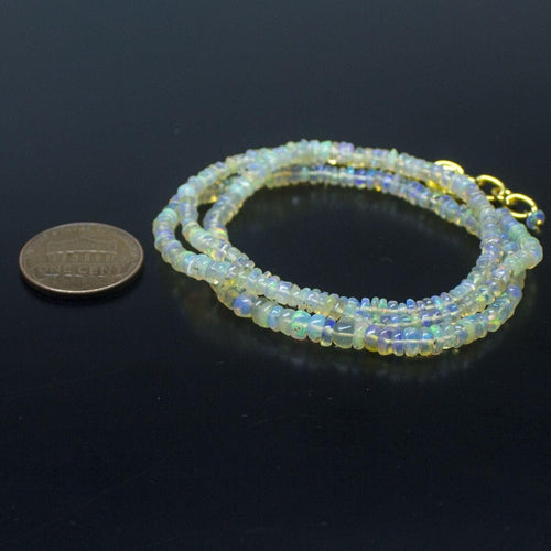 Ethiopian Opal Smooth Rondelle Beads Gold Vermeil Necklace 18
