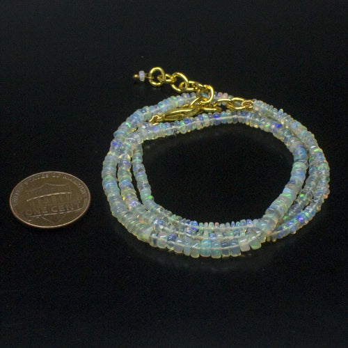 Ethiopian Opal Smooth Rondelle Beads Gold Vermeil Necklace 18