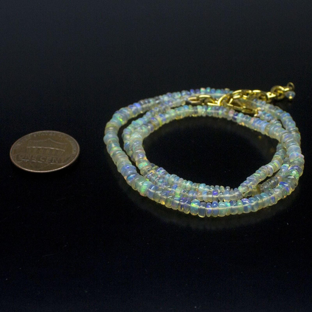 Ethiopian Opal Smooth Rondelle Beads Gold Vermeil Necklace 18" 2mm 4mm - Jalvi & Co.