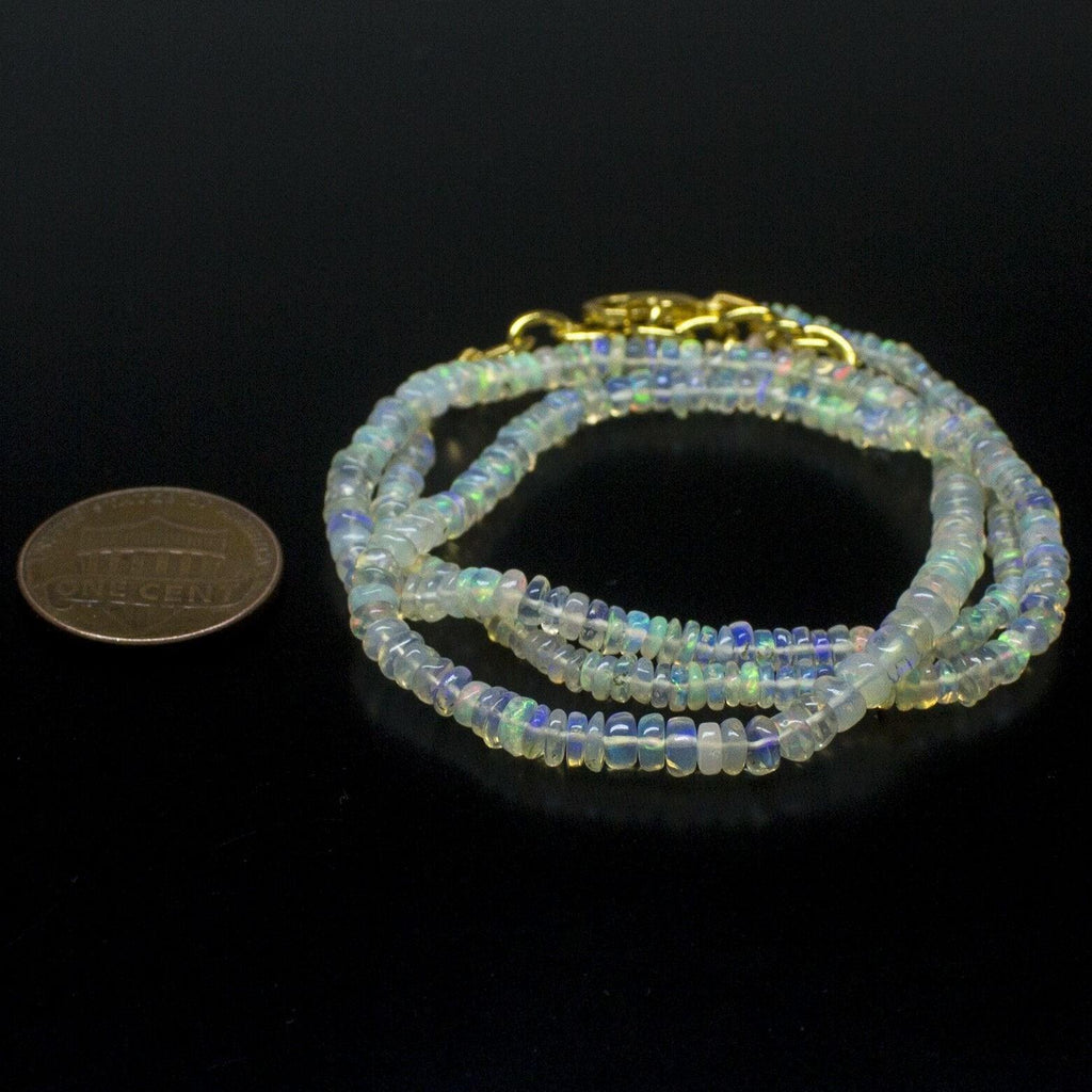 Ethiopian Opal Smooth Rondelle Beads Gold Vermeil Necklace 18" 2mm 4mm - Jalvi & Co.