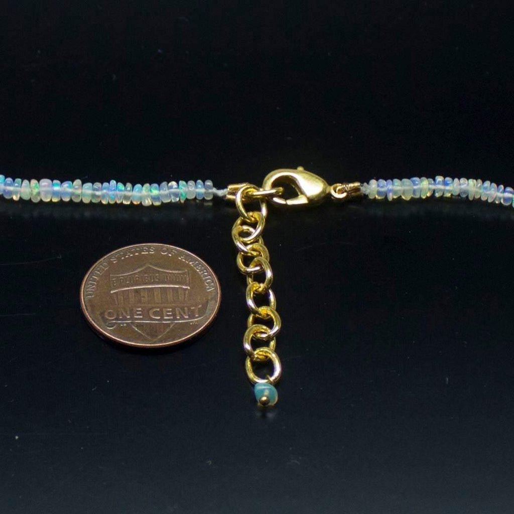Ethiopian Opal Smooth Rondelle Beads Gold Vermeil Necklace 18" 2mm 4mm - Jalvi & Co.