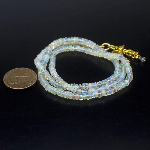 Ethiopian Opal Smooth Rondelle Beads Gold Vermeil Necklace 18
