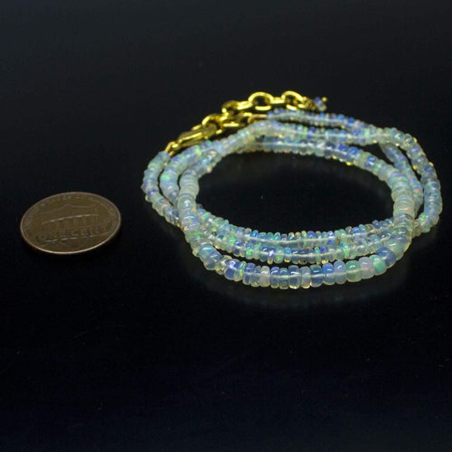Ethiopian Opal Smooth Rondelle Beads Gold Vermeil Necklace 18