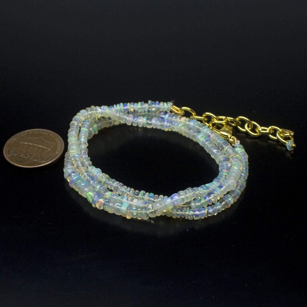 Ethiopian Opal Smooth Rondelle Beads Gold Vermeil Necklace 18" 3mm 4mm - Jalvi & Co.