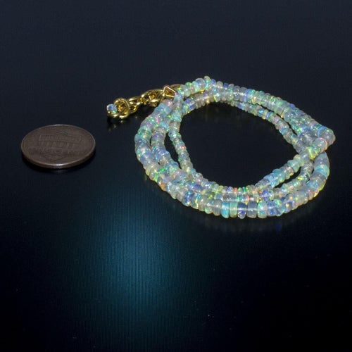 Ethiopian Opal Smooth Rondelle Beads Gold Vermeil Necklace 18