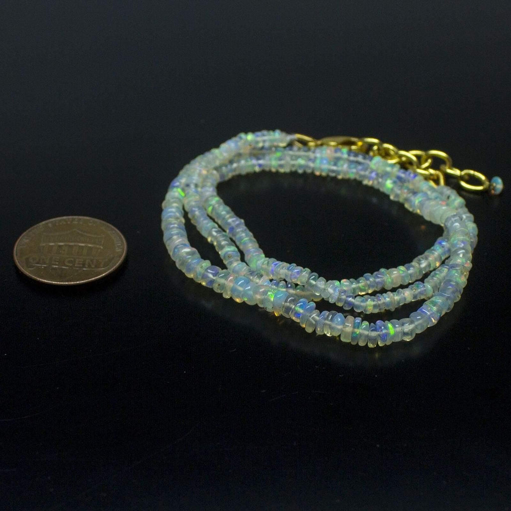 Ethiopian Opal Smooth Rondelle Beads Gold Vermeil Necklace 18" 3mm 4mm - Jalvi & Co.