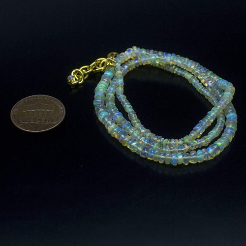 Ethiopian Opal Smooth Rondelle Beads Gold Vermeil Necklace 18