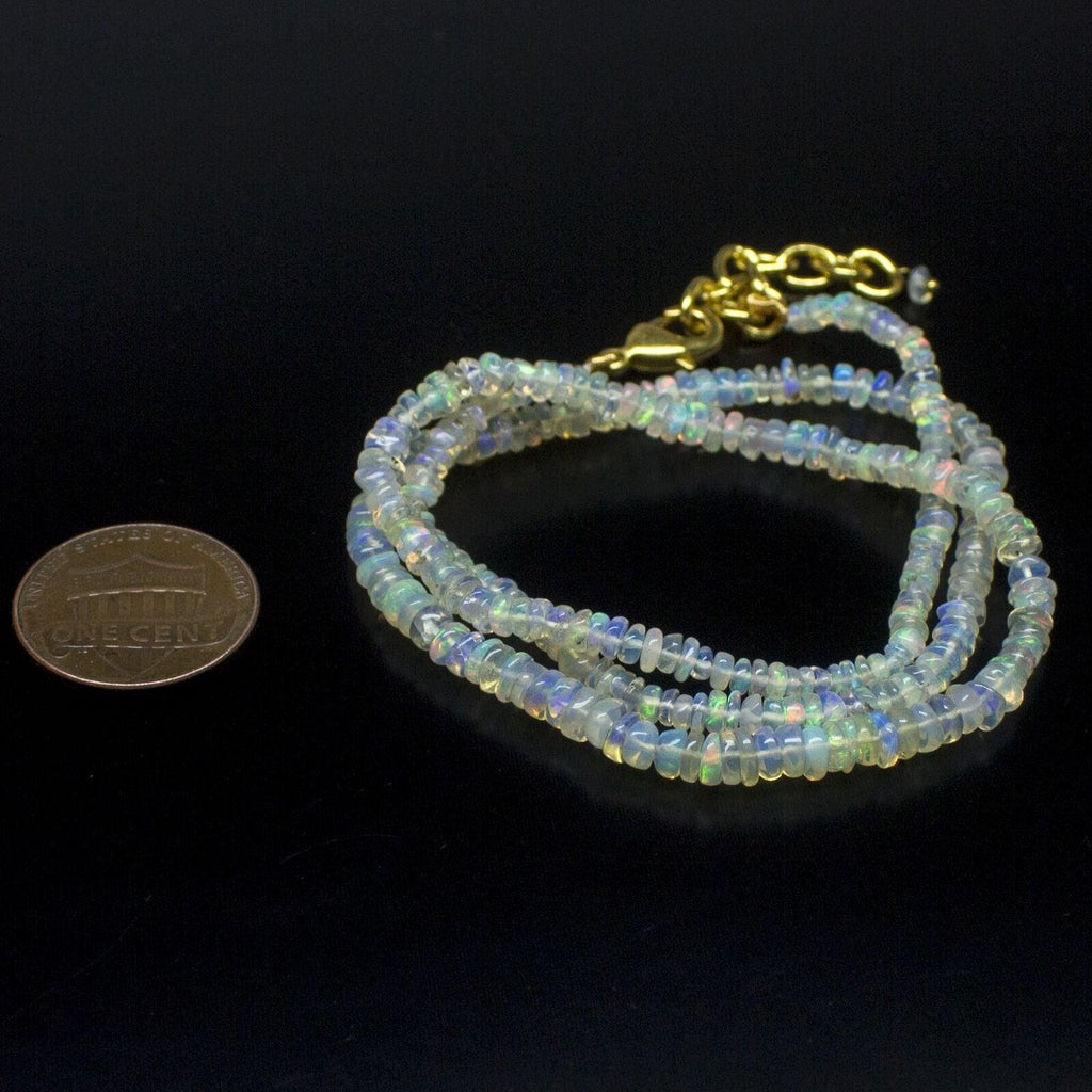 Ethiopian Opal Smooth Rondelle Beads Gold Vermeil Necklace 18" 3mm 4mm - Jalvi & Co.