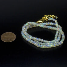 Load image into Gallery viewer, Ethiopian Opal Smooth Rondelle Beads Gold Vermeil Necklace 18&quot; 3mm 4mm - Jalvi &amp; Co.