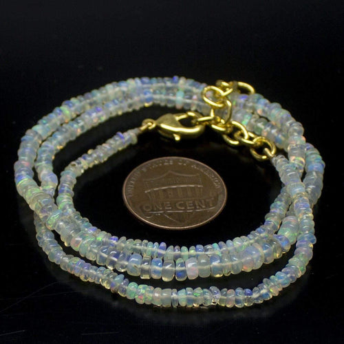 Ethiopian Opal Smooth Rondelle Beads Gold Vermeil Necklace 18