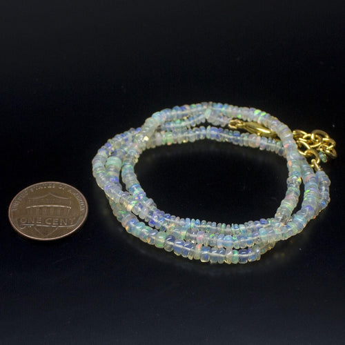 Ethiopian Opal Smooth Rondelle Beads Gold Vermeil Necklace 18