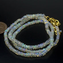 Load image into Gallery viewer, Ethiopian Opal Smooth Rondelle Beads Gold Vermeil Necklace 18&quot; 3mm 4mm - Jalvi &amp; Co.