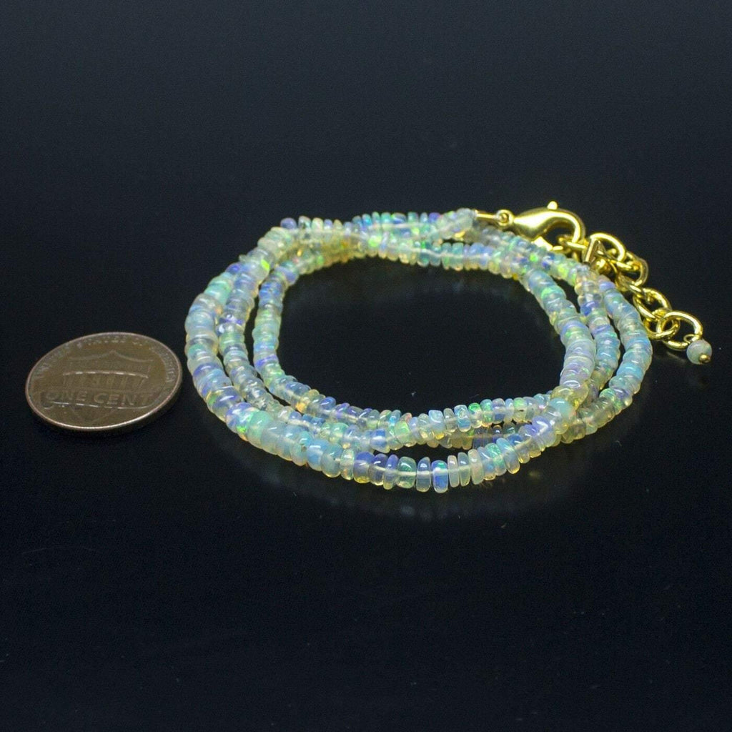 Ethiopian Opal Smooth Rondelle Beads Gold Vermeil Necklace 18" 3mm 4mm - Jalvi & Co.