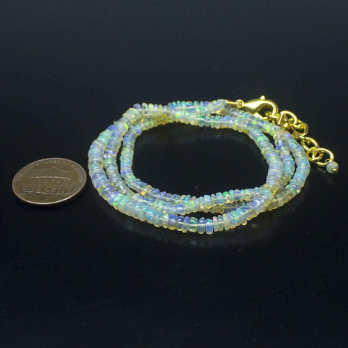 Ethiopian Opal Smooth Rondelle Beads Gold Vermeil Necklace 18