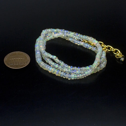 Ethiopian Opal Smooth Rondelle Beads Gold Vermeil Necklace 18
