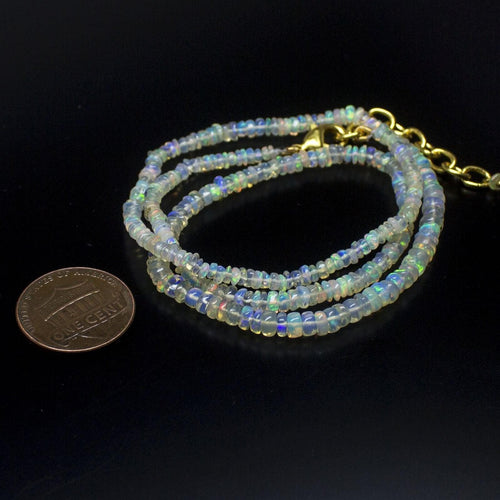 Ethiopian Opal Smooth Rondelle Beads Gold Vermeil Necklace 18