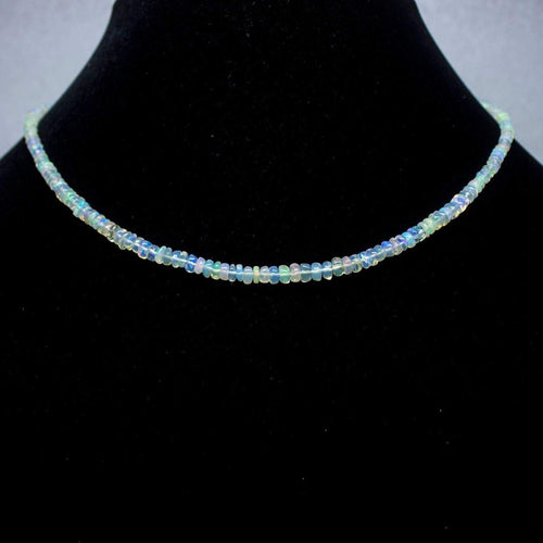 Ethiopian Opal Smooth Rondelle Beads Gold Vermeil Necklace 18