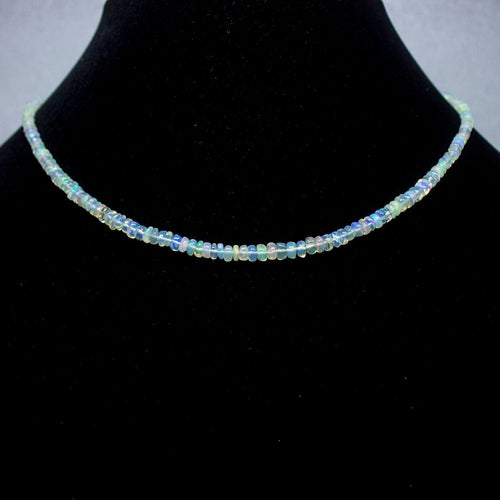 Ethiopian Opal Smooth Rondelle Beads Gold Vermeil Necklace 18